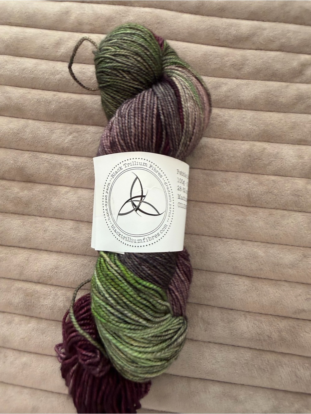 Black Trillium Hand-Dyed Green & Purple Yarn -